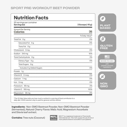 Humann SuperBeets Sport Endurance Pre Workout Powder, Nitric Oxide Supplement, NSF Certified, Stimulant & Caffeine Free, Made with Beet Root, - dailyvitalstore