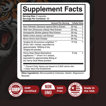 HunterPower – Hunter Power Daily Botanical Supplement with Saw Palmetto, Tongkat Ali, Nettle, Wild Yam & Horny Goat Weed – Non-GMO, Stimulant-Free Formula, Made in USA – 60 Capsules, 1 Month Supply - dailyvitalstore