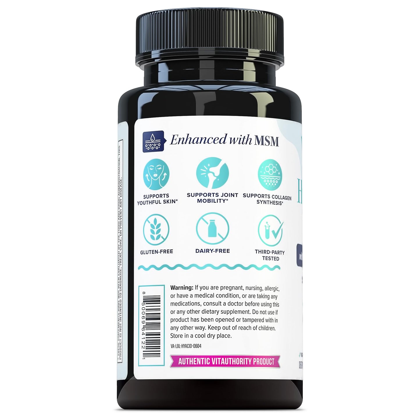 Hyaluronic Acid Capsules with MSM & Vitamin C | 120mg Sodium Hyaluronate | Skin Hydration, Elasticity & Collagen Support | Vegan, Non-GMO - dailyvitalstore