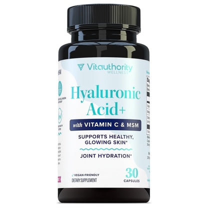 Hyaluronic Acid Capsules with MSM & Vitamin C | 120mg Sodium Hyaluronate | Skin Hydration, Elasticity & Collagen Support | Vegan, Non-GMO - dailyvitalstore