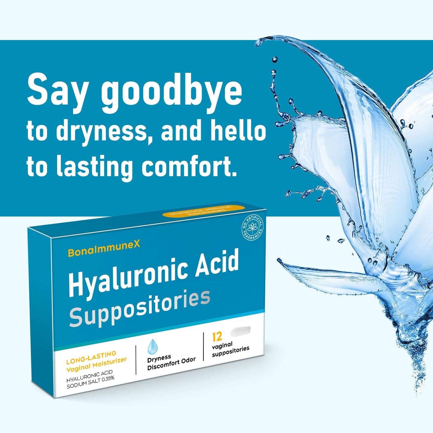 Hyaluronic Acid Vaginal Suppositories 10 mg for Women | Vaginal Moisturizer for Dryness, Itching & Irritation | Menopause & Intimate Care with Coconut Fatty Acids | Estrogen Free, 12 Count - dailyvitalstore