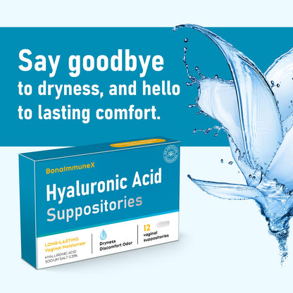 Hyaluronic Acid Vaginal Suppositories 10 mg for Women | Vaginal Moisturizer for Dryness, Itching & Irritation | Menopause & Intimate Care with Coconut Fatty Acids | Estrogen Free, 12 Count - dailyvitalstore