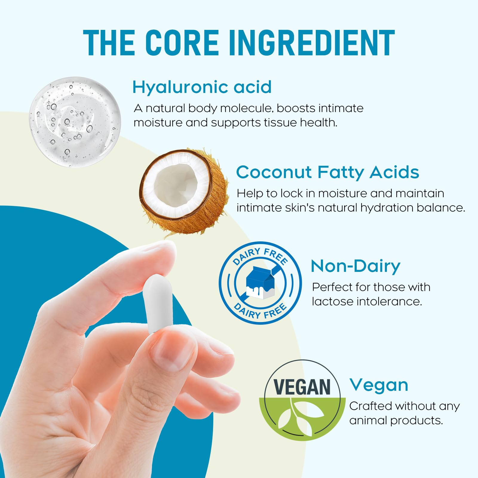 Hyaluronic Acid Vaginal Suppositories 10 mg for Women | Vaginal Moisturizer for Dryness, Itching & Irritation | Menopause & Intimate Care with Coconut Fatty Acids | Estrogen Free, 12 Count - dailyvitalstore