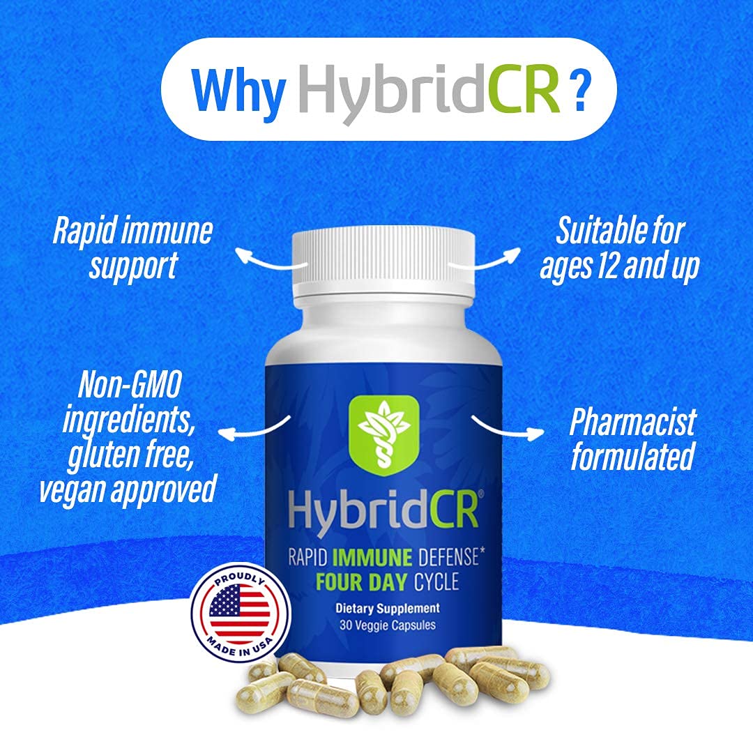 HybridCR Rapid Immunity Supplement | Zinc, Echinacea, Andrographis, Ginseng, Selenium, Gluten-Free & Non-GMO | 5-in-1 Immune Support Supplement | Pharmacist Formulated 1 Month Supply (30 Veggie Caps) - dailyvitalstore