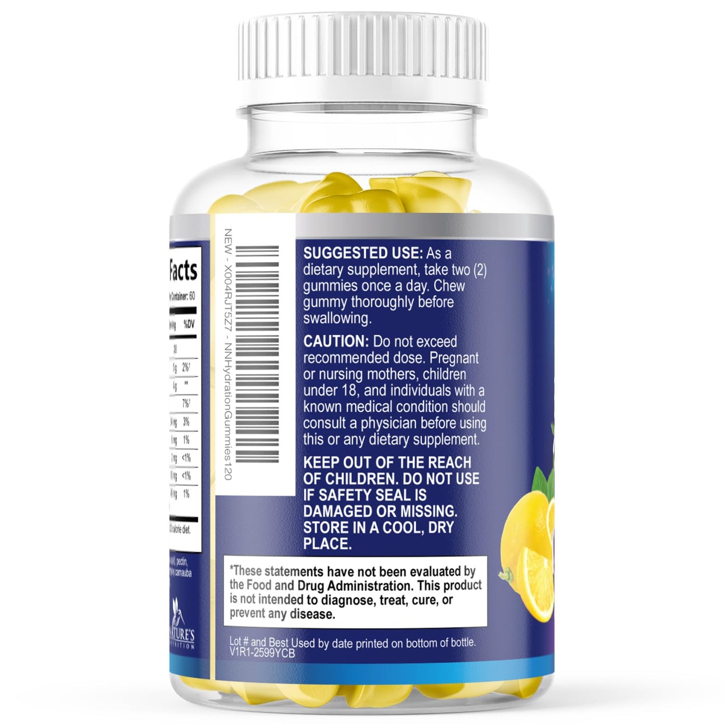 Hydration Electrolyte Gummies - Daily Liquid Replenisher Gummy - Electrolyte Multiplier with Minerals, Potassium & Real Salt - Vegan, Non-GMO - Tasty Lemon Flavor Hydration Electrolytes - dailyvitalstore