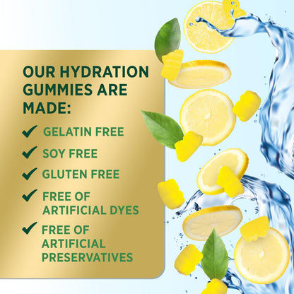 Hydration Electrolyte Gummies - Daily Liquid Replenisher Gummy - Electrolyte Multiplier with Minerals, Potassium & Real Salt - Vegan, Non-GMO - Tasty Lemon Flavor Hydration Electrolytes - 60 Gummies - dailyvitalstore