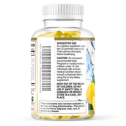 Hydration Electrolyte Gummies - Daily Liquid Replenisher Gummy - Electrolyte Multiplier with Minerals, Potassium & Real Salt - Vegan, Non-GMO - Tasty Lemon Flavor Hydration Electrolytes - 60 Gummies - dailyvitalstore
