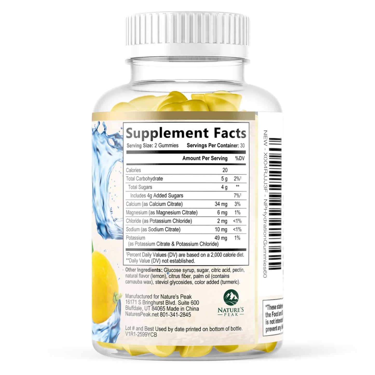Hydration Electrolyte Gummies - Daily Liquid Replenisher Gummy - Electrolyte Multiplier with Minerals, Potassium & Real Salt - Vegan, Non-GMO - Tasty Lemon Flavor Hydration Electrolytes - 60 Gummies - dailyvitalstore
