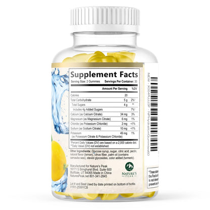 Hydration Electrolyte Gummies - Daily Liquid Replenisher Gummy - Electrolyte Multiplier with Minerals, Potassium & Real Salt - Vegan, Non-GMO - Tasty Lemon Flavor Hydration Electrolytes - 60 Gummies - dailyvitalstore