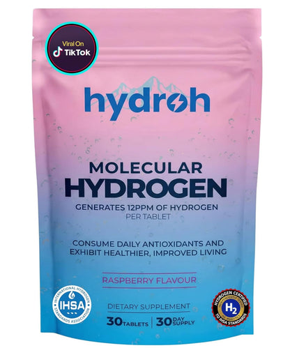 Hydrogen Water Tablets, Molecular Hydrogen Tablets for Drinking Water, Antioxidant-Rich, Supports Brain Energy & Health - Quick-Dissolving - Raspberry H2 Tabs - dailyvitalstore