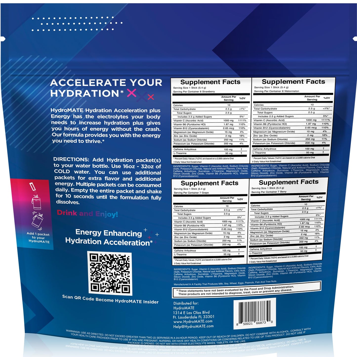 HydroMATE Electrolytes Powder Drink Mix Packets Hydration Accelerator Low Sugar Party Favors for Rapid Recovery Vitamin C Plu - dailyvitalstore