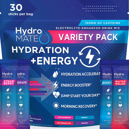 HydroMATE Electrolytes Powder Drink Mix Packets Hydration Accelerator Low Sugar Party Favors for Rapid Recovery Vitamin C Plu - dailyvitalstore