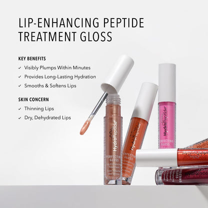 HydroPeptide Perfecting Gloss, Lip Plumping Gloss & Hydrating Treatment, Volumizing Collagen-Boosting Enhancer with Hyaluronic Acid & Peptides, Nude Pearl, 0.13 Ounce - dailyvitalstore