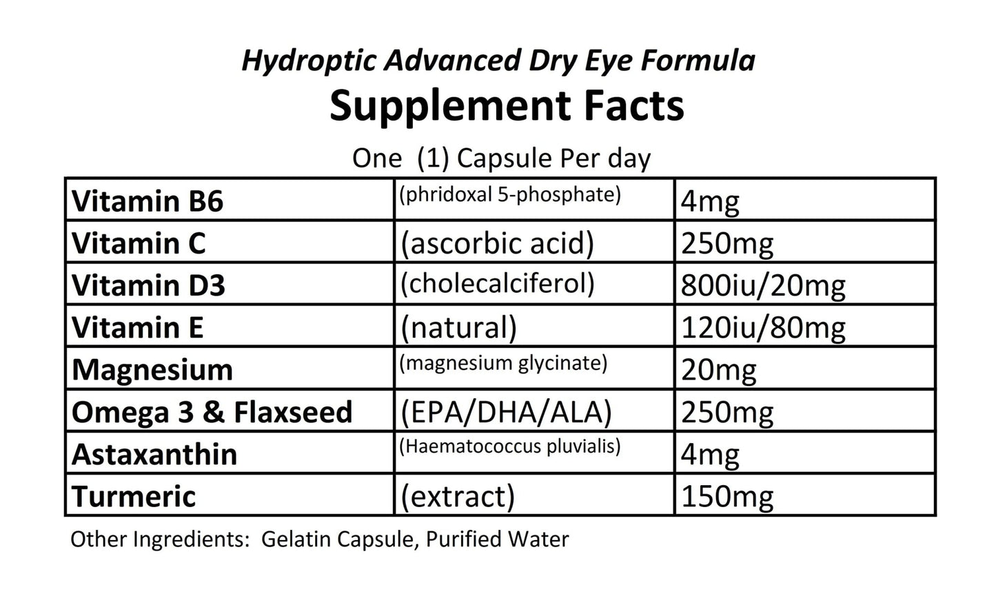 Hydroptic Advanced Dry Eye Formula (One-Per-Day) 180 Day Supply - dailyvitalstore