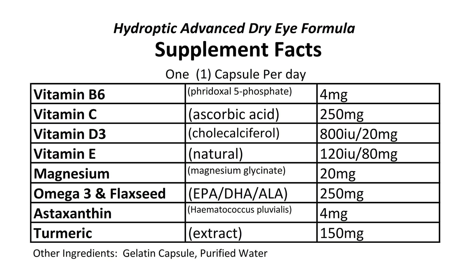 Hydroptic Advanced Dry Eye Formula (One-Per-Day) 180 Day Supply - dailyvitalstore