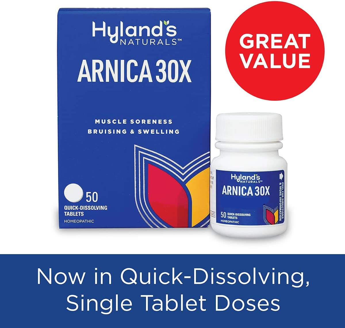 Hyland's Arnica 30x 50 Tablets (3 Pack = 150 Tablets), Bruising, Swelling, Muscle Pain Relief - dailyvitalstore