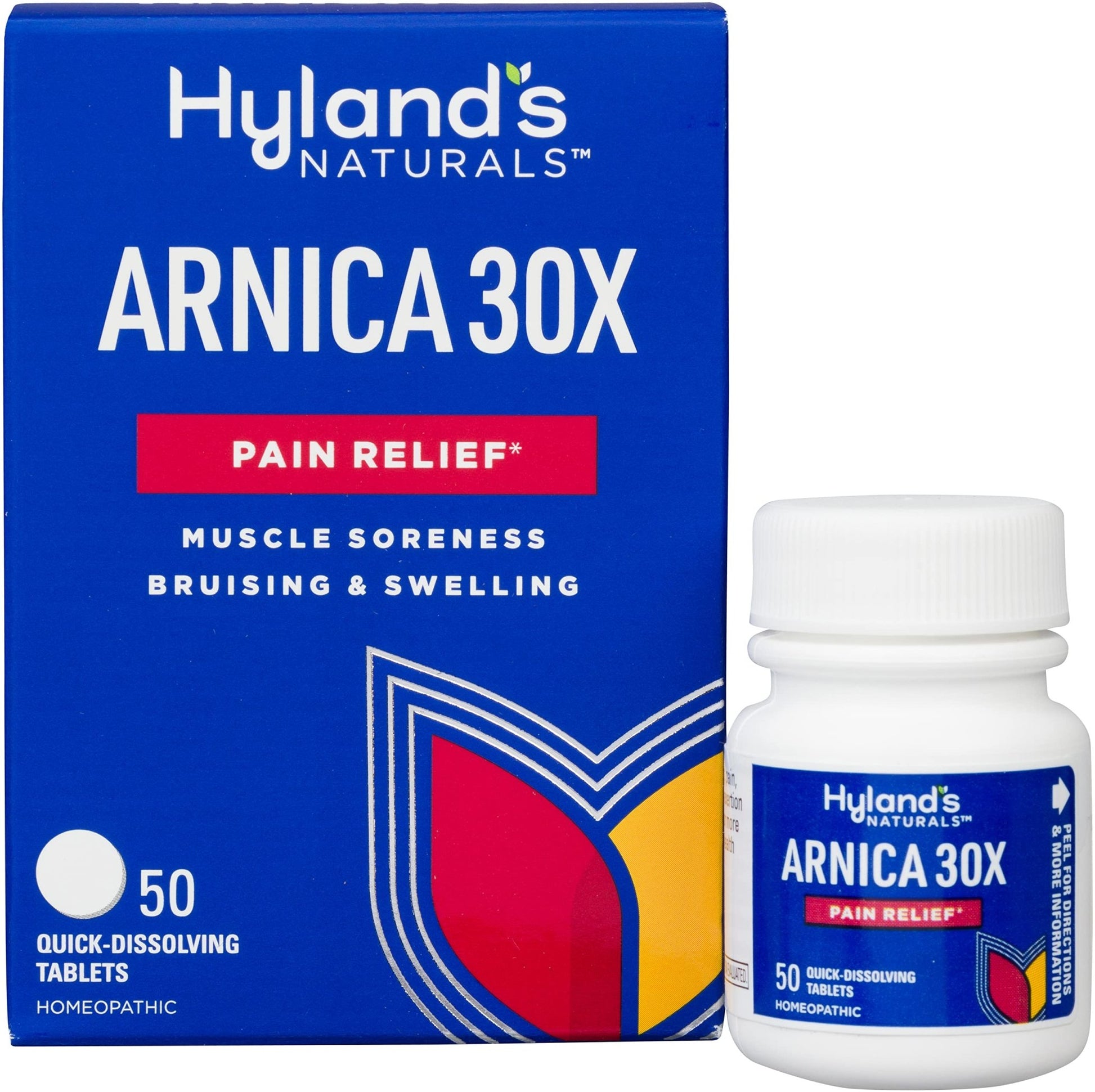Hyland's Arnica Montana 30x Tablets, Natural Relief of Bruises, Swelling and Muscle Soreness, Quick Dissolving Tablets (Pack of 1, 50 Count Total) - dailyvitalstore