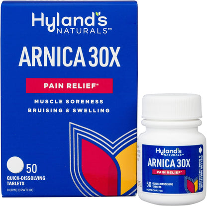 Hyland's Arnica Montana 30x Tablets, Natural Relief of Bruises, Swelling and Muscle Soreness, Quick Dissolving Tablets (Pack of 1, 50 Count Total) - dailyvitalstore