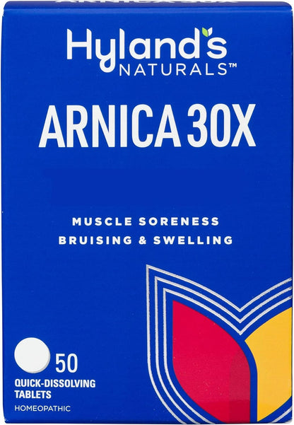 Hyland's Arnica Montana 30x Tablets, Natural Relief of Bruises, Swelling and Muscle Soreness, Quick Dissolving Tablets (Pack of 1, 50 Count Total) - dailyvitalstore