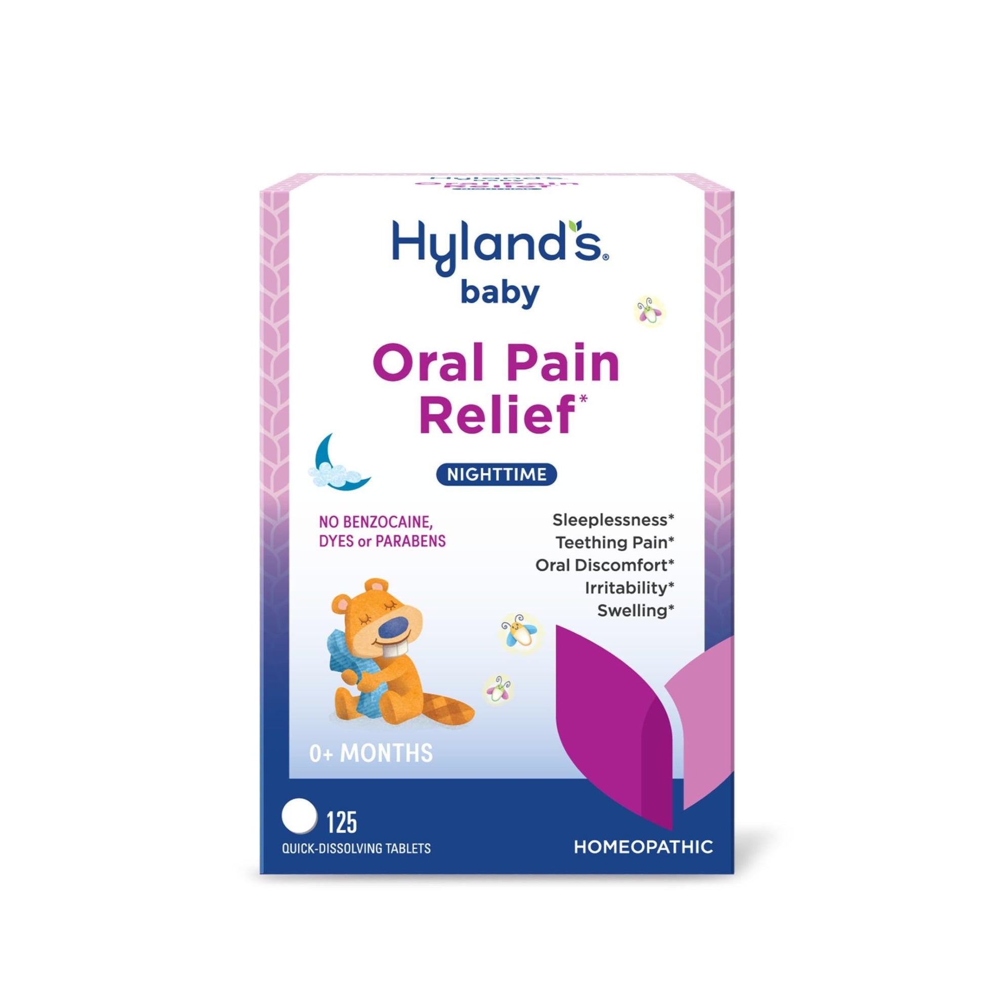 Hyland's Baby Nighttime Oral Pain Relief Tablets - 125-Count, Up to 62 Doses - Baby and Toddler Soothing Tablets with Chamomile for Discomfort, Irritability & Swelling - dailyvitalstore