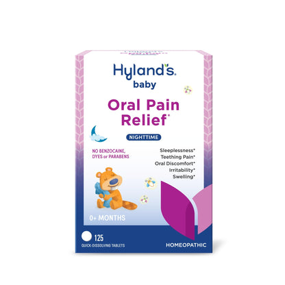Hyland's Baby Nighttime Oral Pain Relief Tablets - 125-Count, Up to 62 Doses - Baby and Toddler Soothing Tablets with Chamomile for Discomfort, Irritability & Swelling - dailyvitalstore