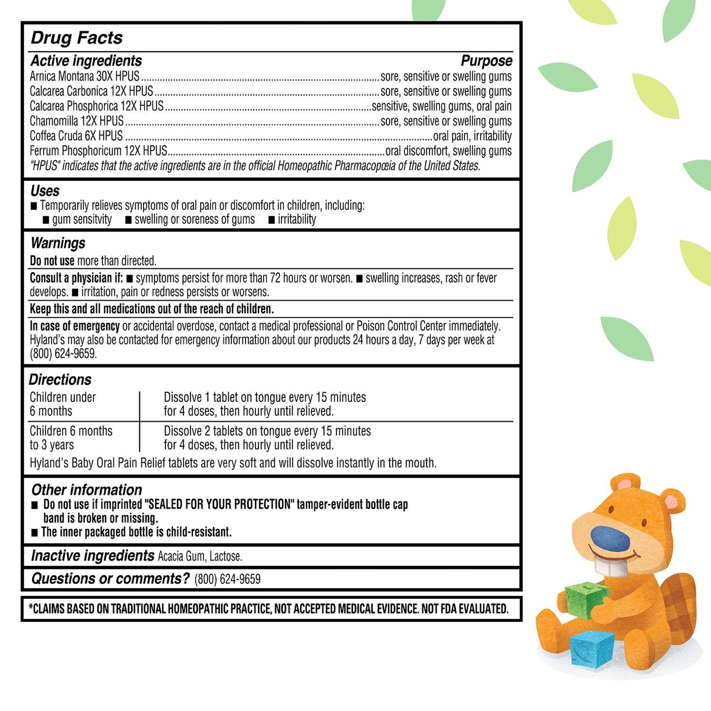 Hyland's Baby Oral Pain Relief Tablets, 125 Count Each (4) - dailyvitalstore