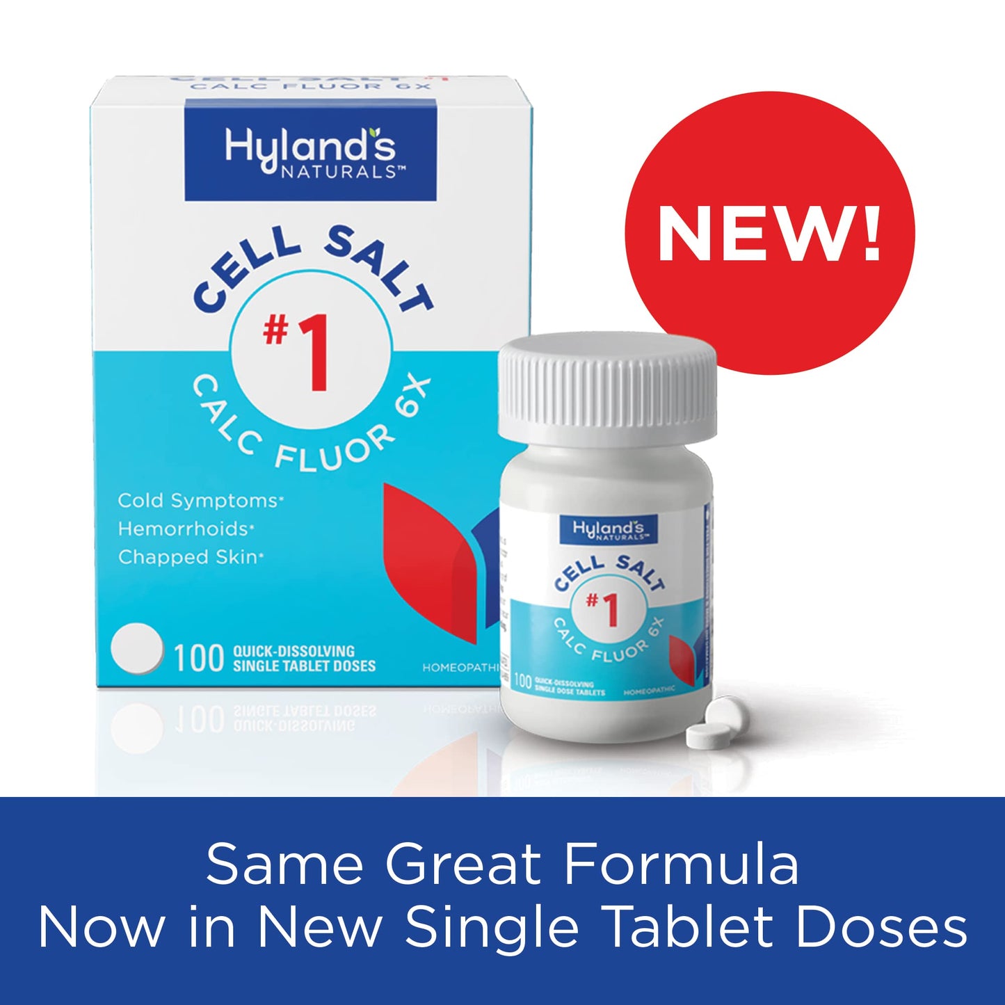 Hyland's Cell Salt No. 1 Calc Fluor 6X Tablets, Natural Relief of Colds, Hemorrhoids and Chapped Skin, Quick Dissolving Tablets, 100 Count - dailyvitalstore