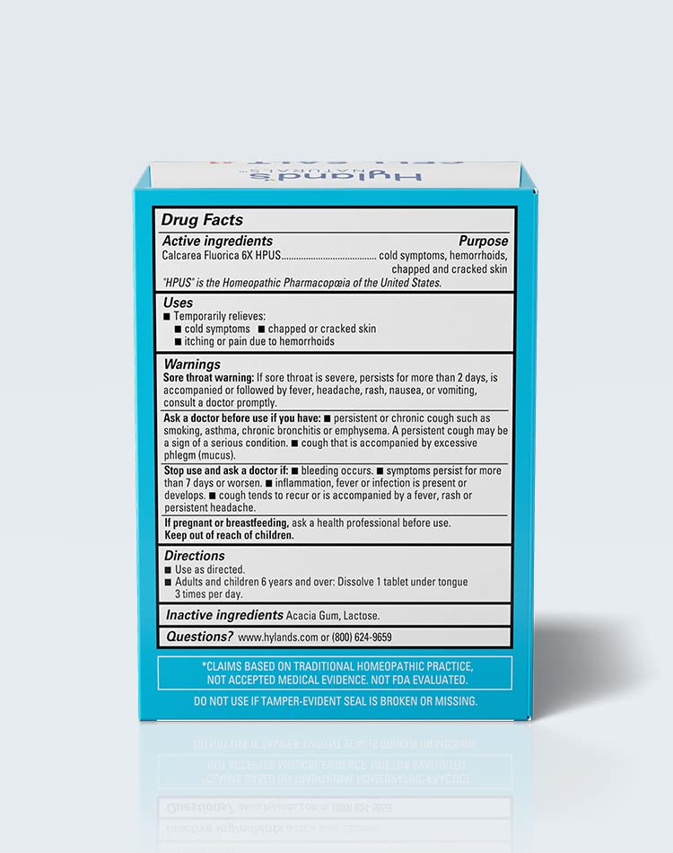 Hyland's Cell Salt No. 1 Calc Fluor 6X Tablets, Natural Relief of Colds, Hemorrhoids and Chapped Skin, Quick Dissolving Tablets, 100 Count - dailyvitalstore