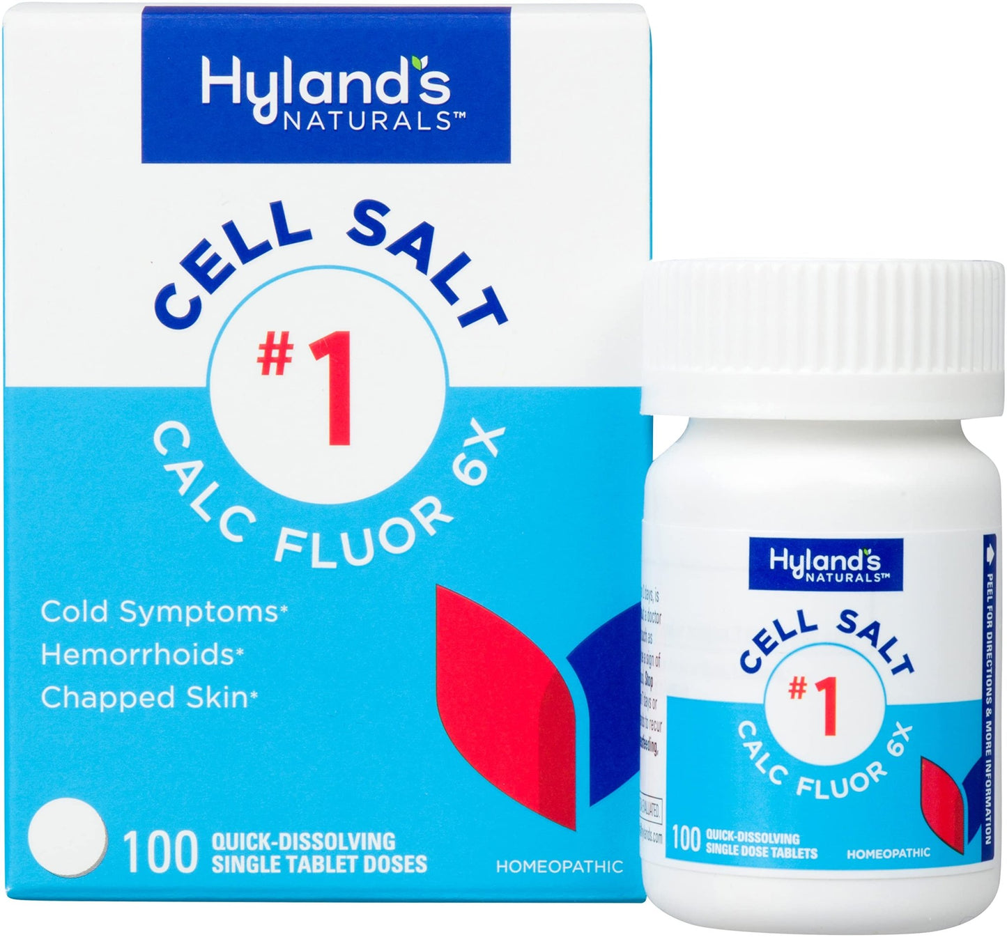 Hyland's Cell Salt No. 1 Calc Fluor 6X Tablets, Natural Relief of Colds, Hemorrhoids and Chapped Skin, Quick Dissolving Tablets, 100 Count - dailyvitalstore