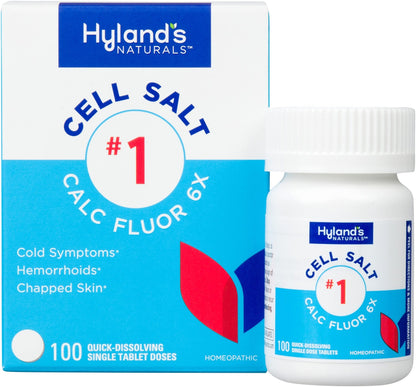 Hyland's Cell Salt No. 1 Calc Fluor 6X Tablets, Natural Relief of Colds, Hemorrhoids and Chapped Skin, Quick Dissolving Tablets, 100 Count - dailyvitalstore