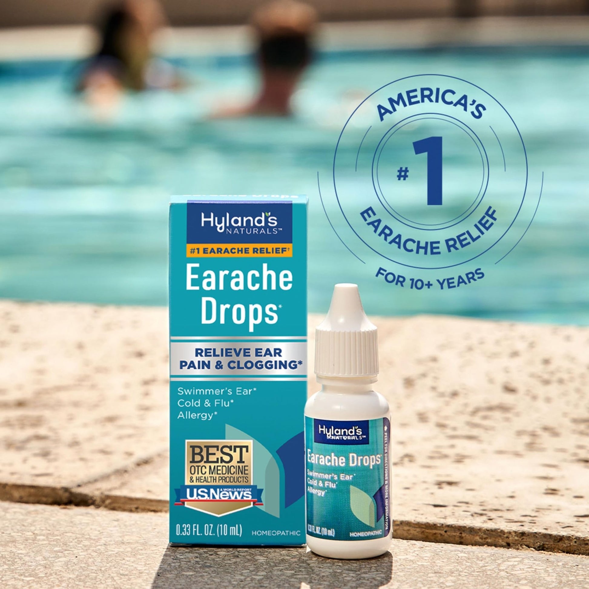 Hyland's Earache Drops, Natural Relief of Swimmer's Ear, Cold and Flu, Allergy Symptoms, Ages 4 and up, Day and Night, 0.33 Fl Oz - dailyvitalstore