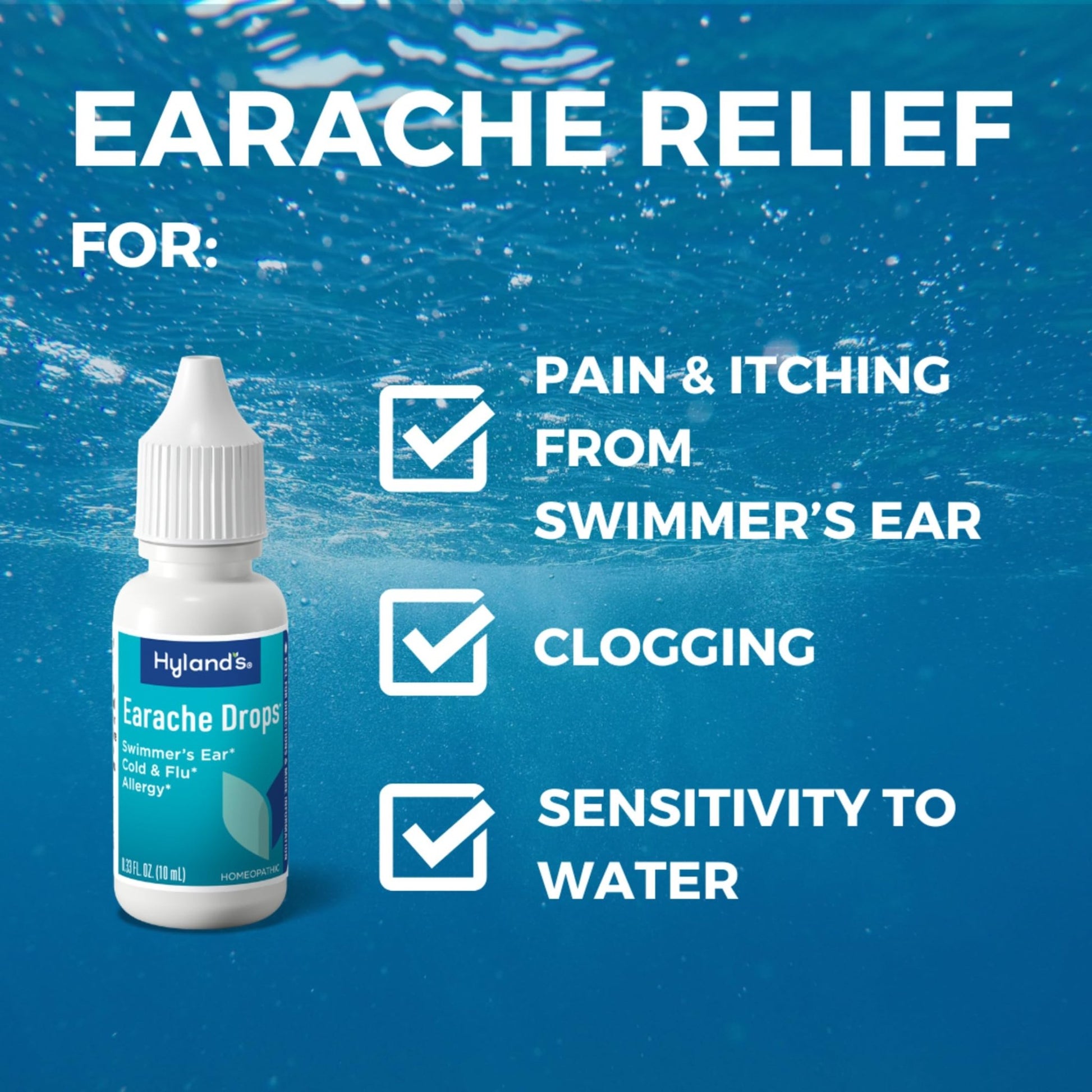 Hyland's Earache Drops, Natural Relief of Swimmer's Ear, Cold and Flu, Allergy Symptoms, Ages 4 and up, Day and Night, 0.33 Fl Oz - dailyvitalstore