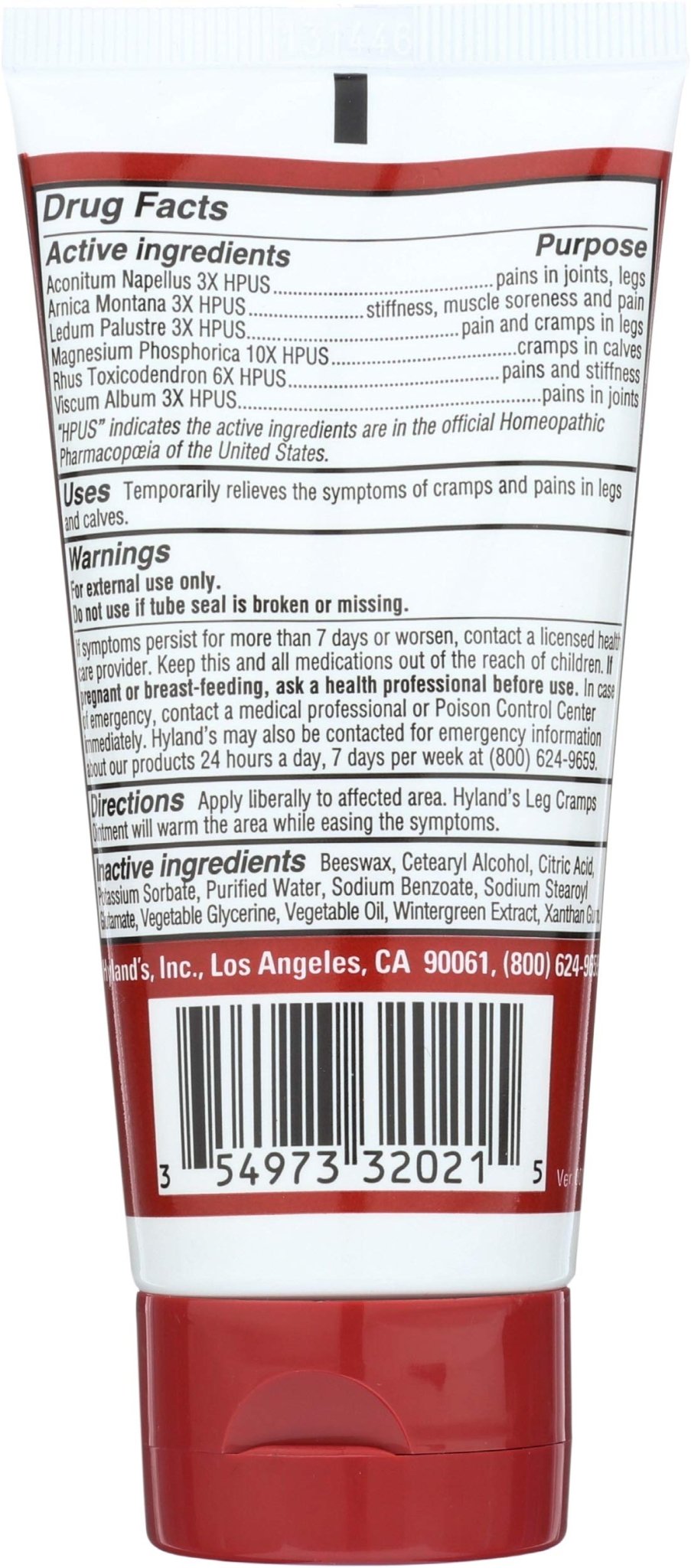 Hylands Homeopathic Leg Cramps - Ointment - 2.5 oz - dailyvitalstore