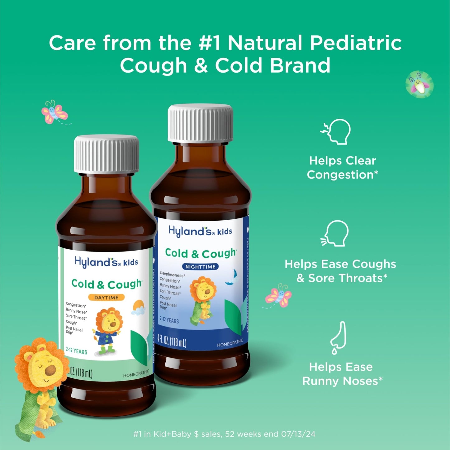 Hyland's Kids Cold and Cough, Day and Night Combo Pack, Cold Medicine for Ages 2 and up, Syrup Cough Medicine for Kids, Nasal Decongestant, 4 Fl Oz (Pack of 2) - dailyvitalstore