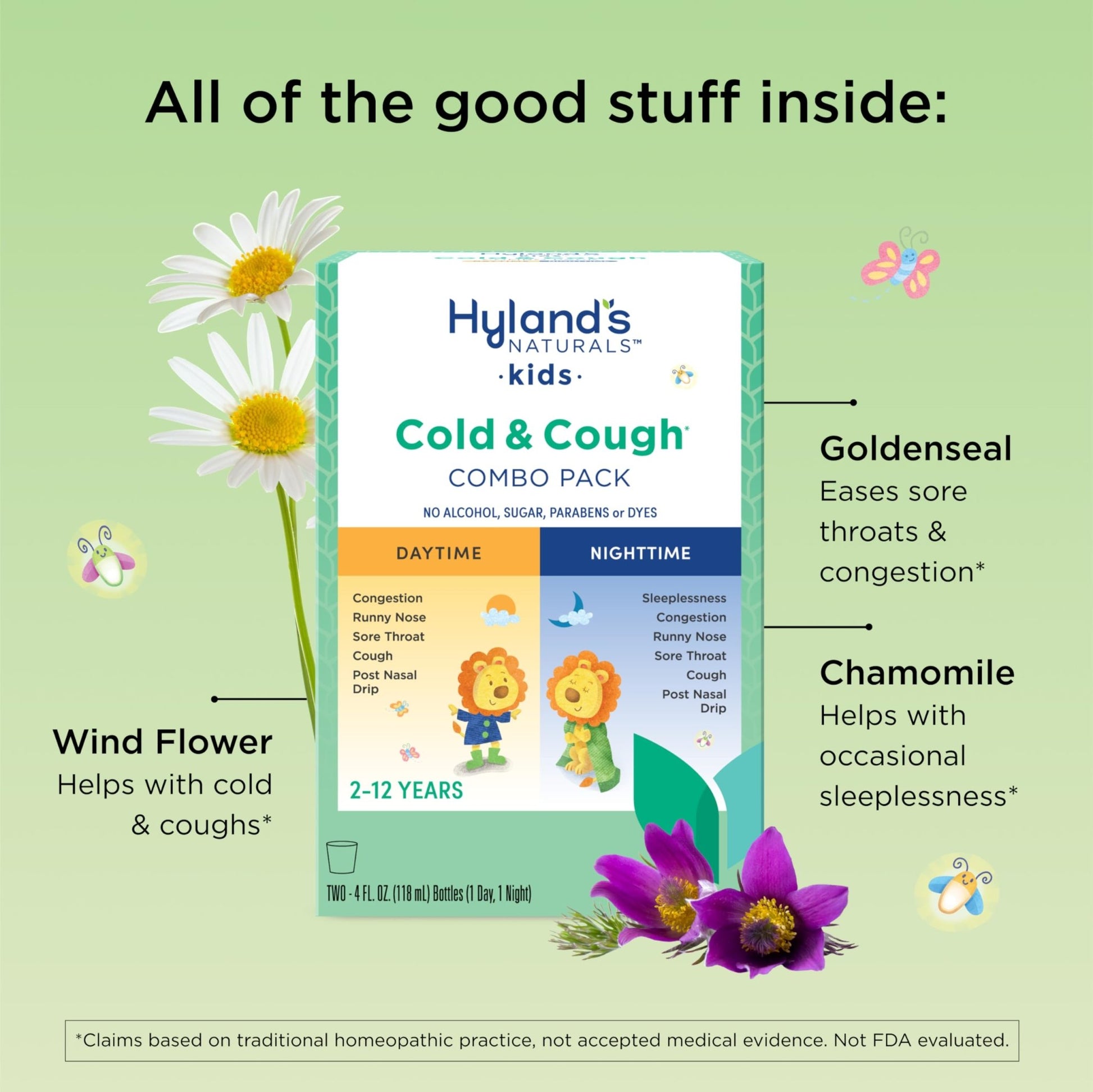Hyland's Kids Cold and Cough, Day and Night Combo Pack, Cold Medicine for Ages 2 and up, Syrup Cough Medicine for Kids, Nasal Decongestant, 4 Fl Oz (Pack of 2) - dailyvitalstore