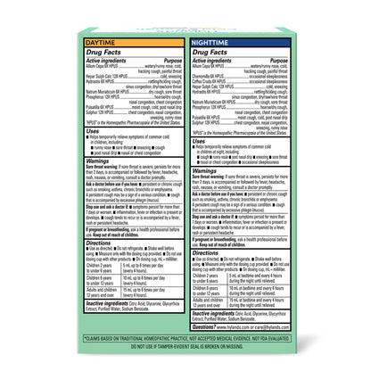 Hyland's Kids Cold and Cough, Day and Night Combo Pack, Cold Medicine for Ages 2 and up, Syrup Cough Medicine for Kids, Nasal Decongestant, 4 Fl Oz (Pack of 2) - dailyvitalstore