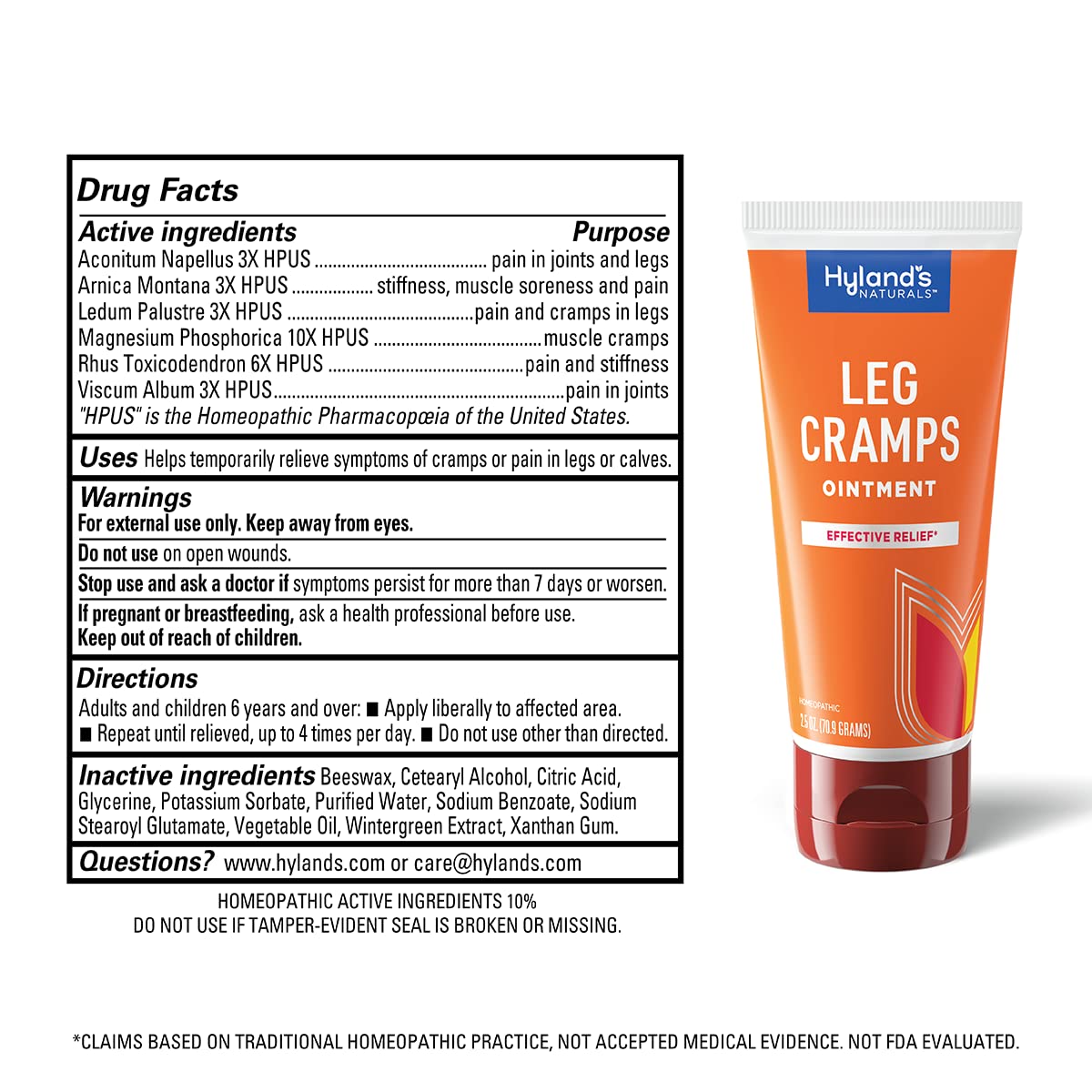 Hyland's Leg Cramps Ointment, Arnica Gel Leg Cramp Relief, Natural Relief of Calf, Leg and Foot Cramp, 2.5 oz - dailyvitalstore