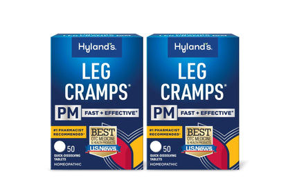 Hyland's Leg Cramps PM, Relief of Nighttime Leg, Calf, and Foot Cramps, 50 Quick-Dissolving Tablets 2-Pack (100 Total) - dailyvitalstore
