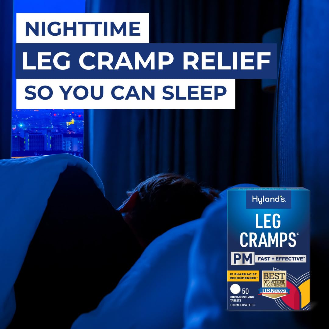 Hyland's Leg Cramps PM, Relief of Nighttime Leg, Calf, and Foot Cramps, 50 Quick-Dissolving Tablets 2-Pack (100 Total) - dailyvitalstore