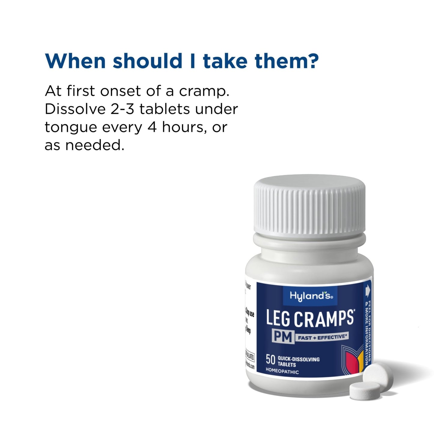 Hyland's Leg Cramps PM, Relief of Nighttime Leg, Calf, and Foot Cramps, 50 Quick-Dissolving Tablets 2-Pack (100 Total) - dailyvitalstore