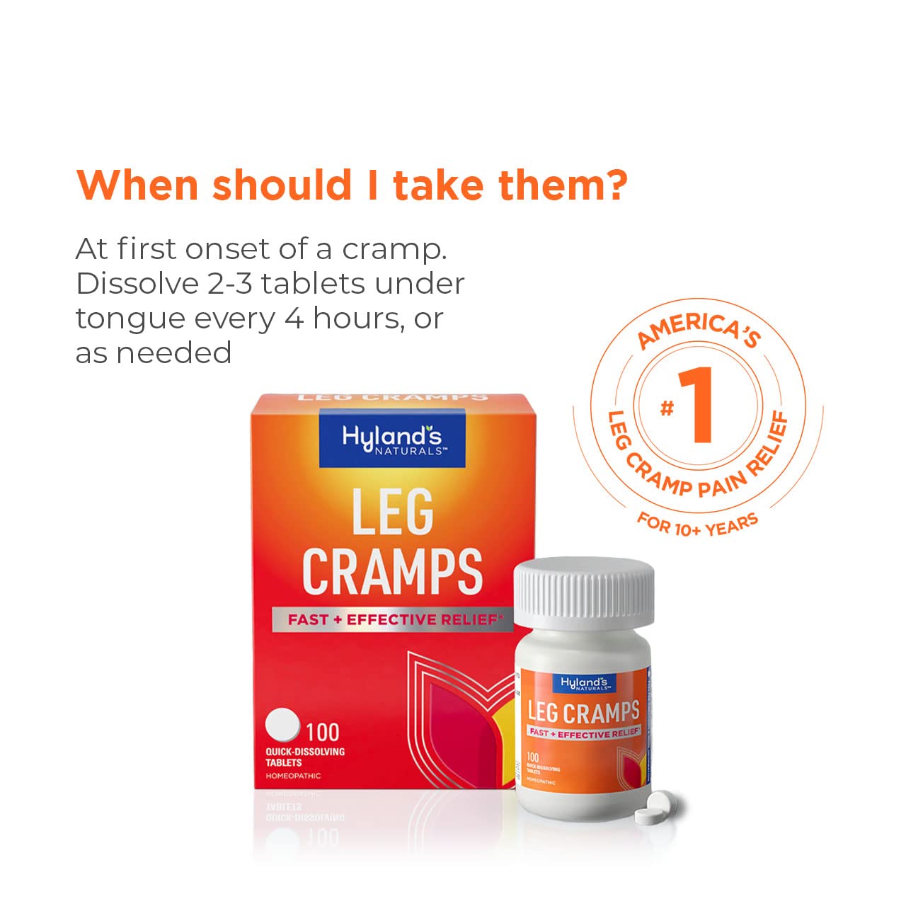 Hyland's Leg Cramps, Relief of Leg, Calf, Charley Horses, and Foot Cramps, 50 Quick-Dissolving Tablets - dailyvitalstore