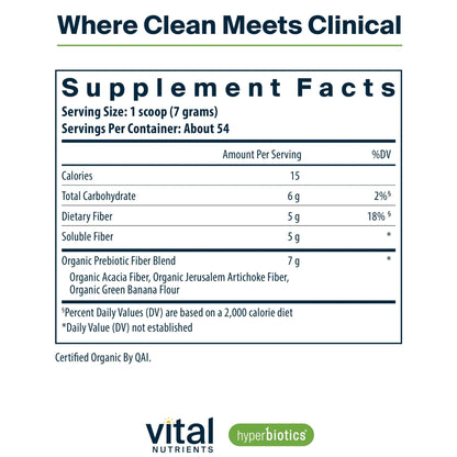 Hyperbiotics Vital Nutrients Organic Prebiotic Fiber Powder | Supports Gut Health and Digestive Regularity | Soluble Fiber Supplement for Women and Men - dailyvitalstore