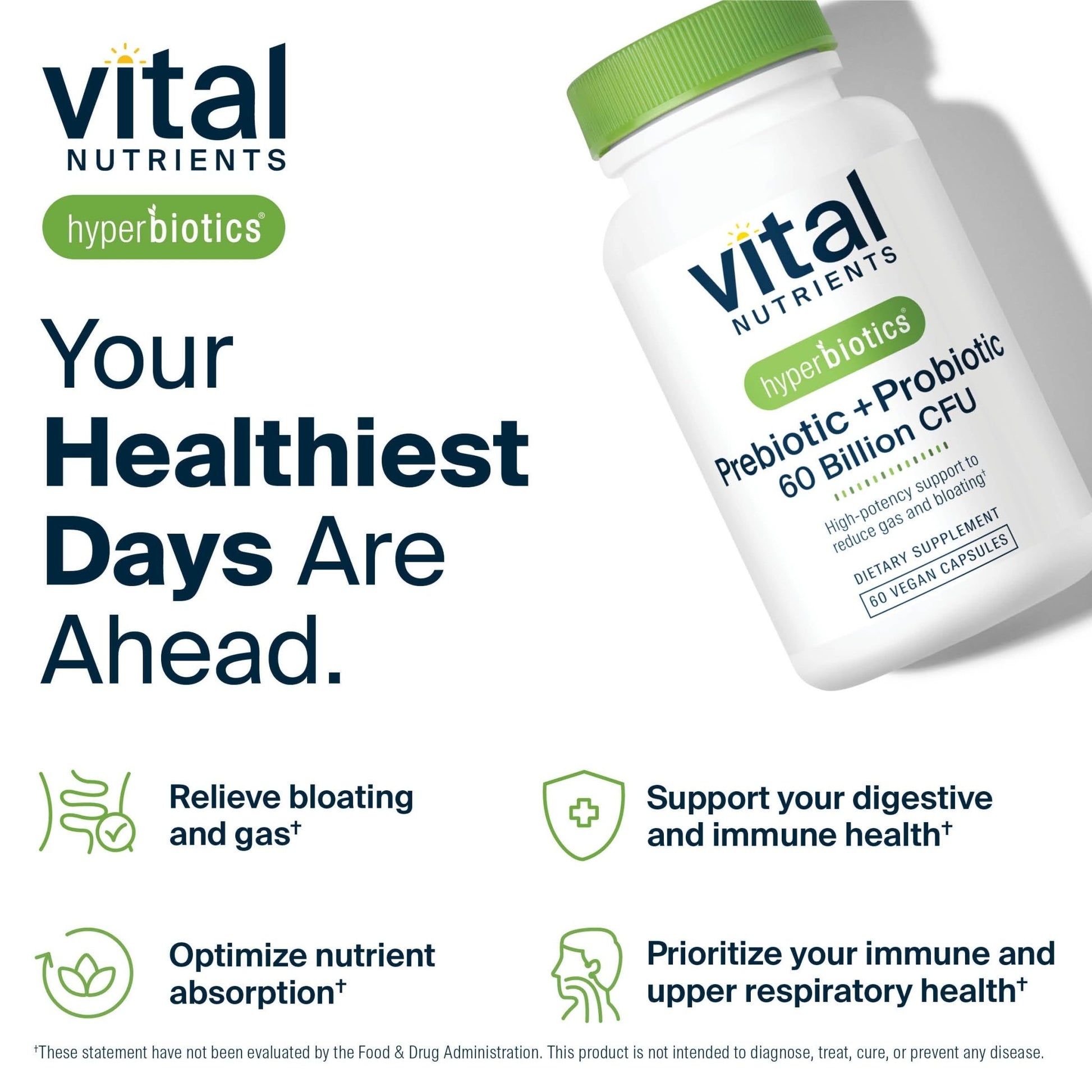 Hyperbiotics Vital Nutrients Prebiotic and Probiotic for Women and Men | 60 Billion CFU | Pre and Probiotics Supports Digestive Health, Constipation, - dailyvitalstore