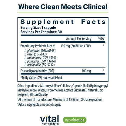 Hyperbiotics Vital Nutrients Prebiotic and Probiotic for Women and Men | 60 Billion CFU | Pre and Probiotics Supports Digestive Health, Constipation, Diarrhea, - dailyvitalstore