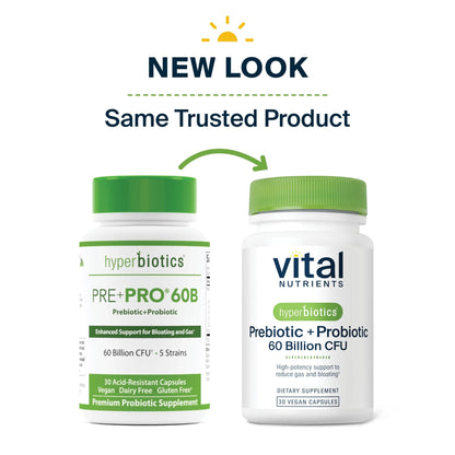 Hyperbiotics Vital Nutrients Prebiotic and Probiotic for Women and Men | 60 Billion CFU | Pre and Probiotics Supports Digestive Health, Constipation, Diarrhea, - dailyvitalstore