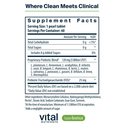 Hyperbiotics Vital Nutrients Pro-15 Prebiotics and Probiotics for Women and Men | 15 Science Backed Strains | Supports Occasional Constipation, Diarrhea, Gas & Bloating | 60 Vegan Time Release Pearls - dailyvitalstore