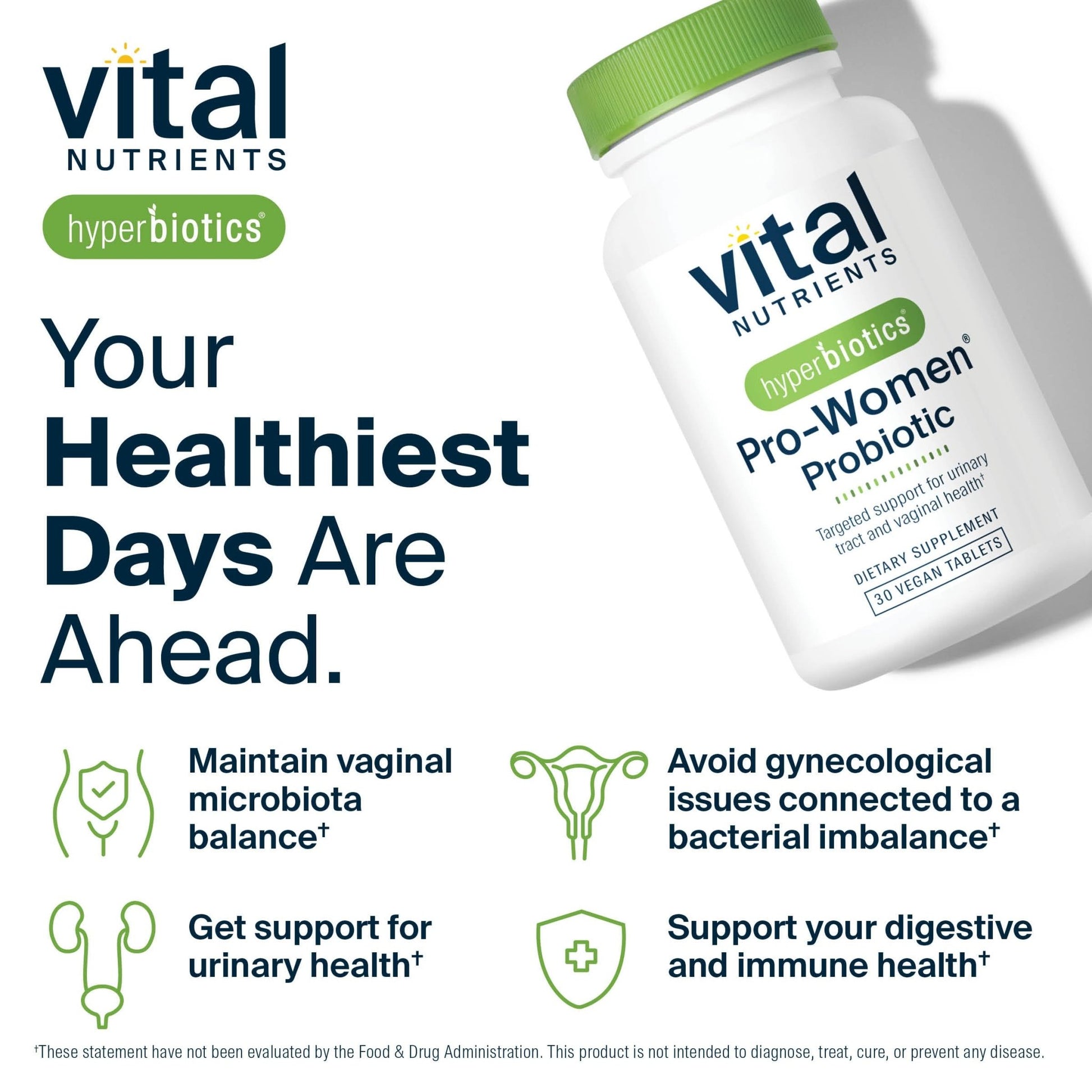 Hyperbiotics Vital Nutrients Pro Women Probiotics for Women | Vaginal Probiotics for PH Balance | Oral Probiotic for Vaginal Health and Urinary Tract Health | 6 Targeted Strains | 30 Vegan Tablets - dailyvitalstore