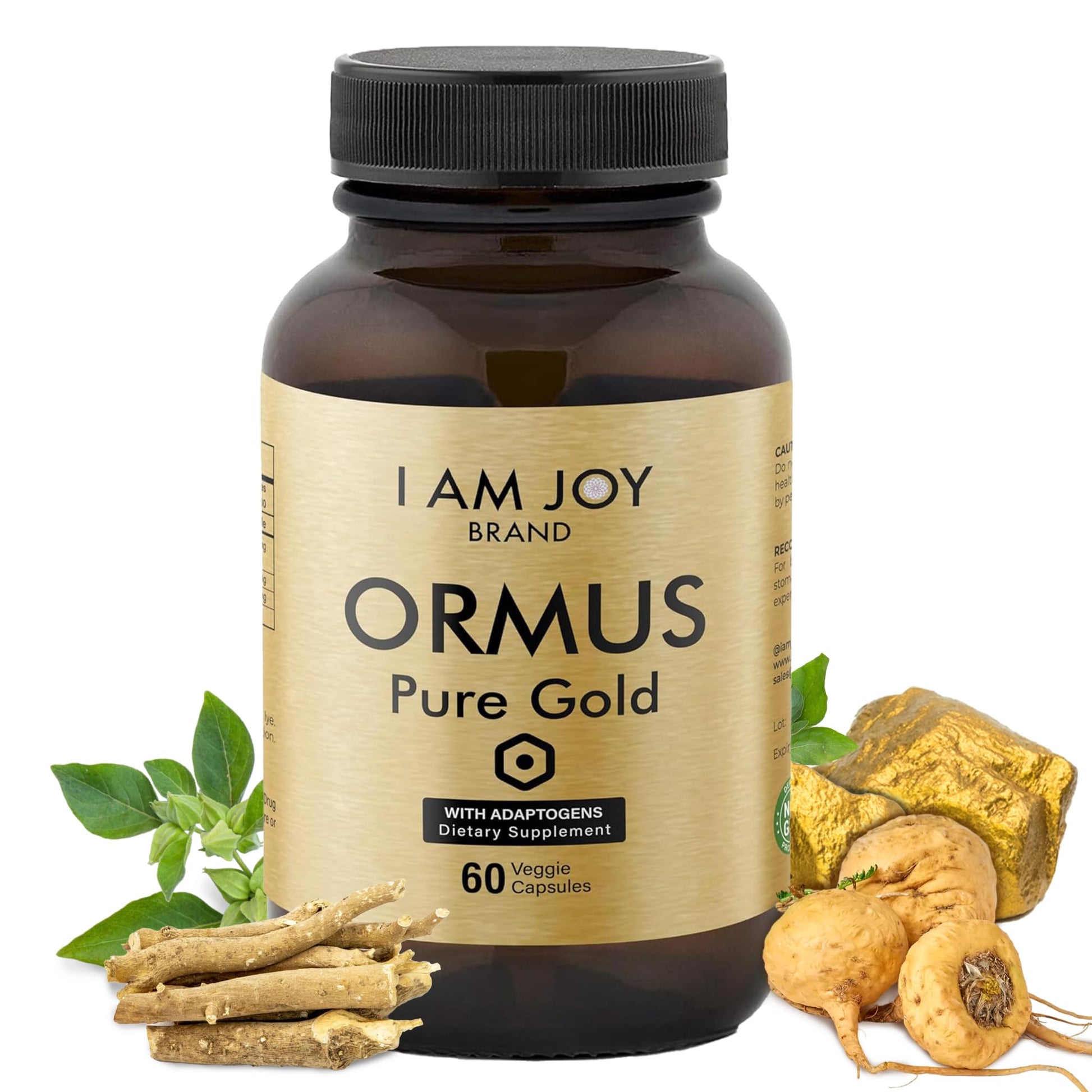 I Am Joy co. Ormus Gold Capsules Monoatomic Elements with Adaptogens Maca and Ashwaganda | May Help Balance Mood, Decalcify Pineal Gland, Repair DNA, Enhance Relaxation - 60 Vegan Capsules - dailyvitalstore