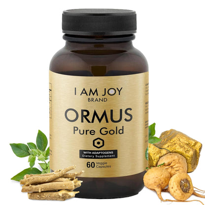 I Am Joy co. Ormus Gold Capsules Monoatomic Elements with Adaptogens Maca and Ashwaganda | May Help Balance Mood, Decalcify Pineal Gland, Repair DNA, Enhance Relaxation - 60 Vegan Capsules - dailyvitalstore