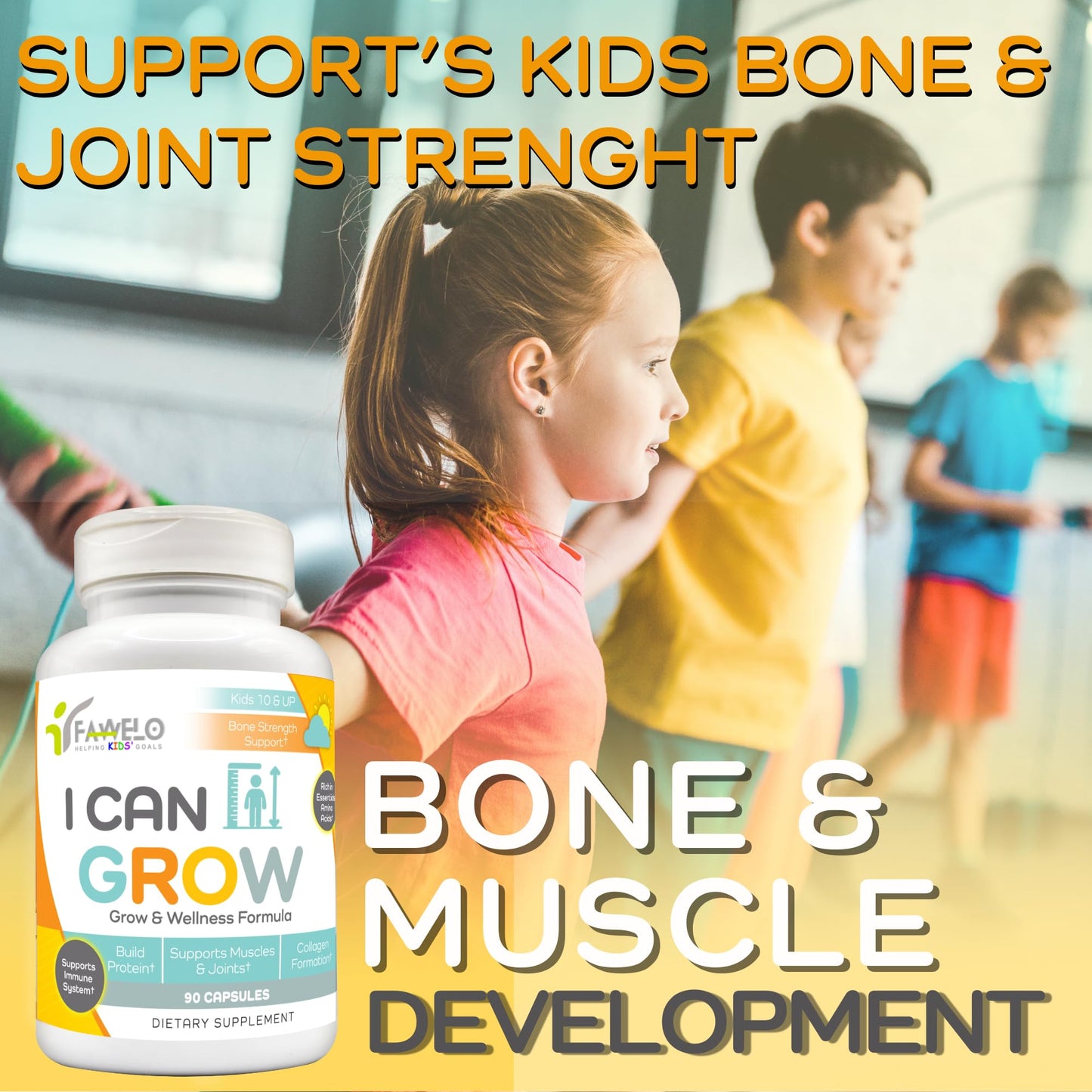 I Can Grow (3 Pack) Height Boosters for Kids 10+, Teen Vitamins for tru Height - Natural Growth Supplement for Optimal Development - Supports Bone Strength and Immune Health with Colostrum - dailyvitalstore